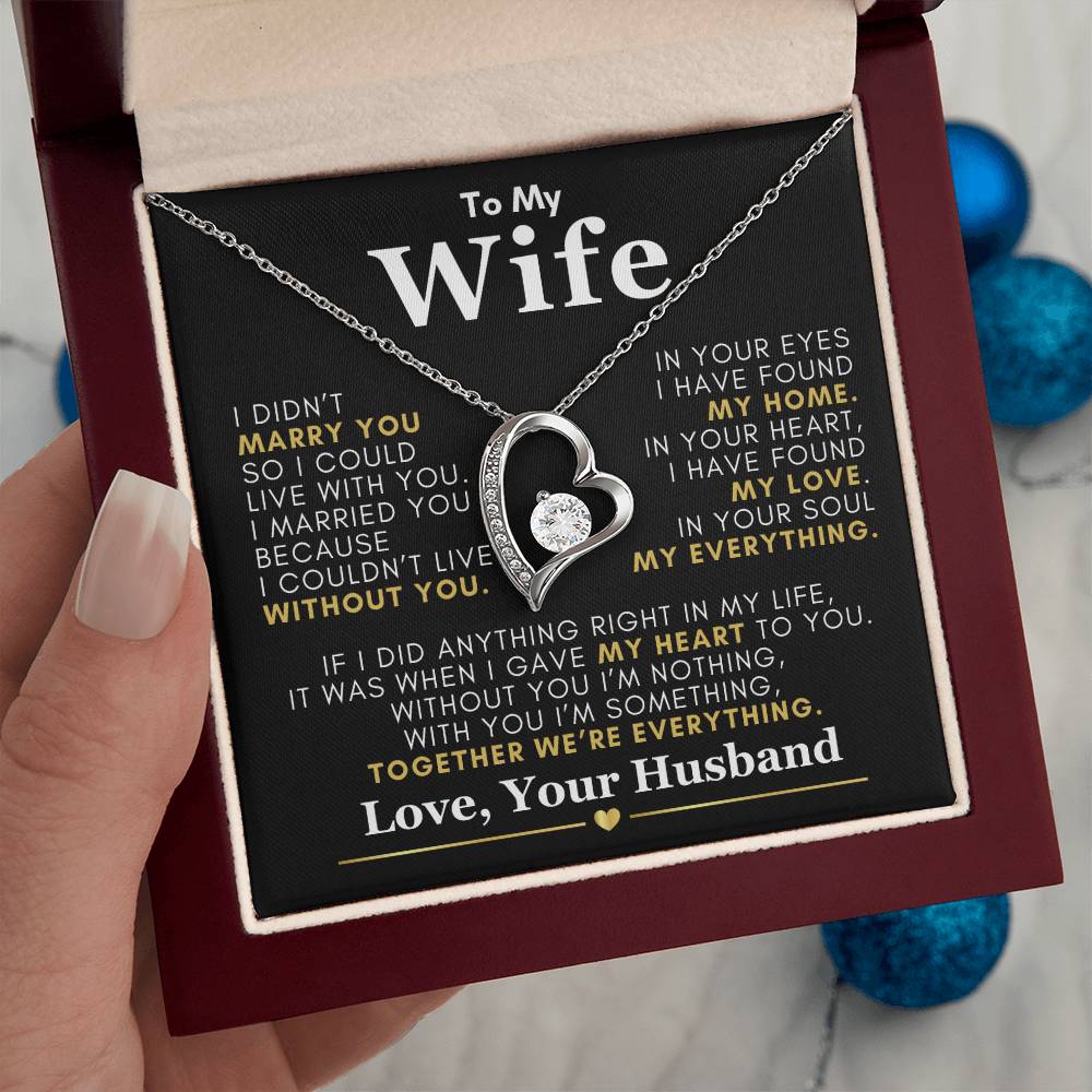 Beautiful Gift from Husband to Wife "I Can't Live Without You" Necklace