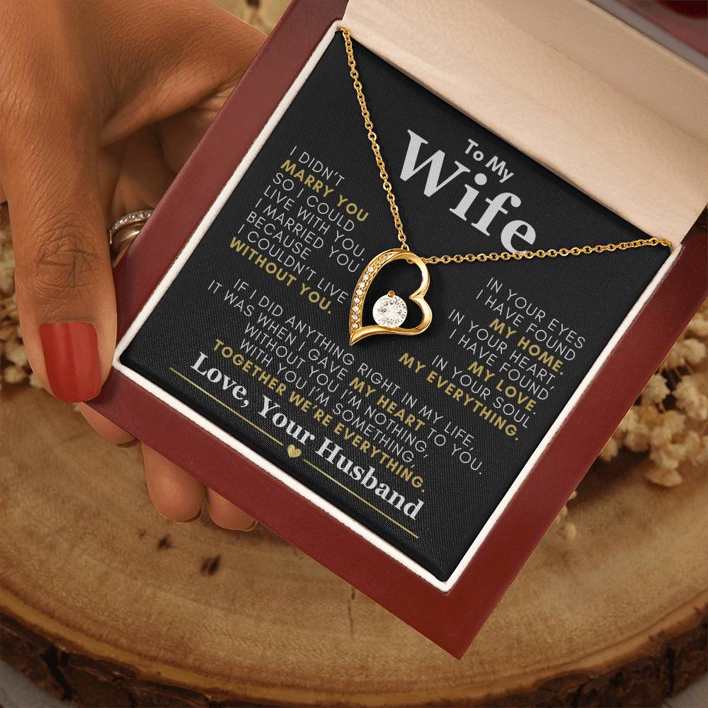 Beautiful Gift from Husband to Wife "I Can't Live Without You" Necklace