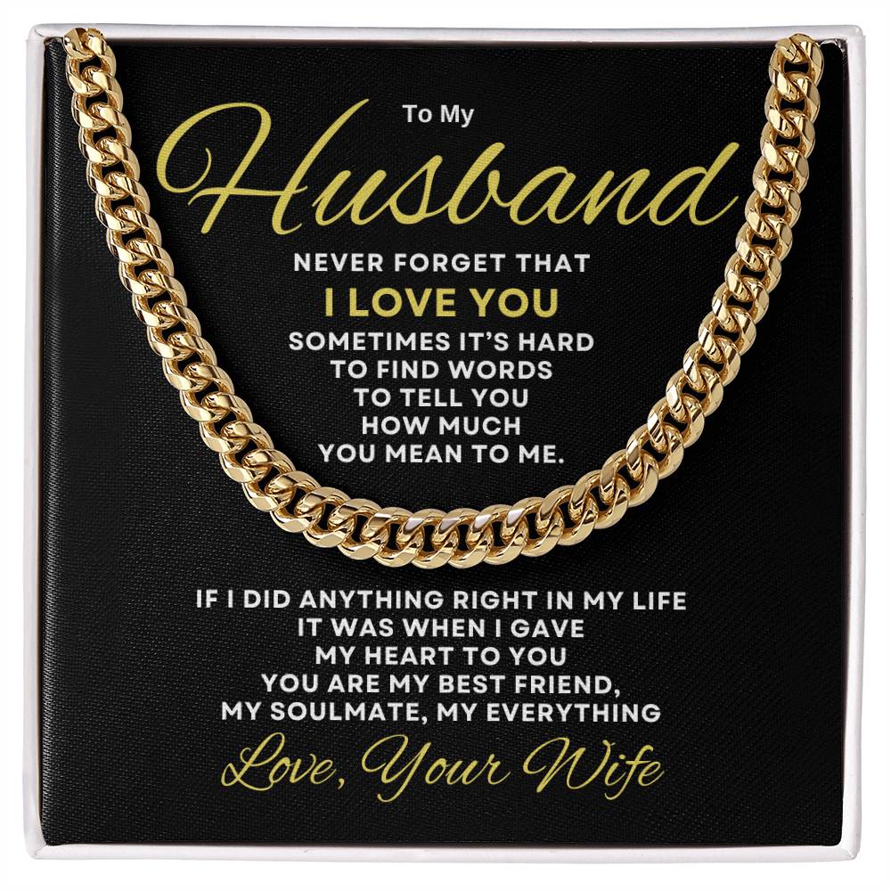 A Gift of Love from Wife to Husband "Never Forget that I Love You" Necklace