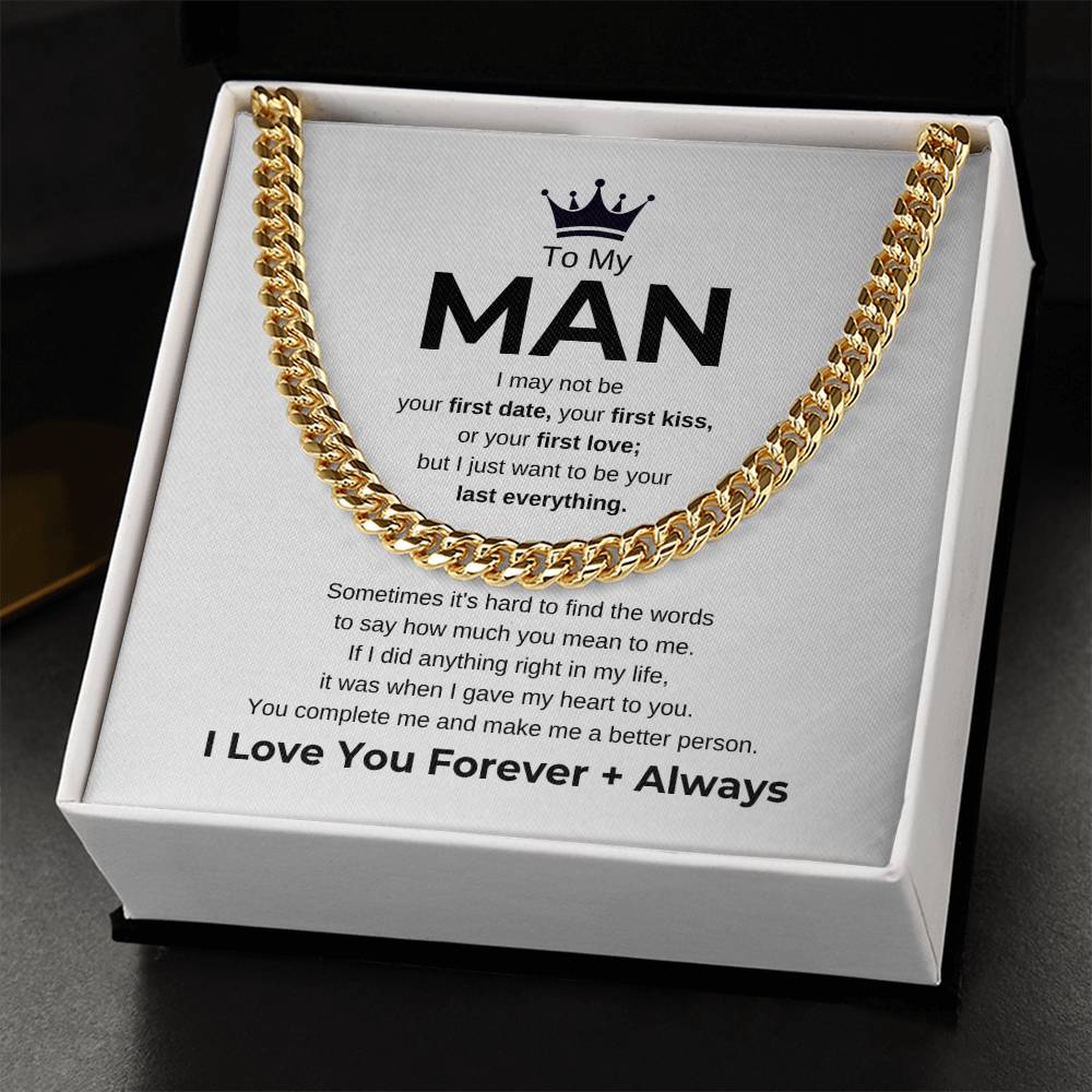 To My Man "I Love You Forever + Always" Chain