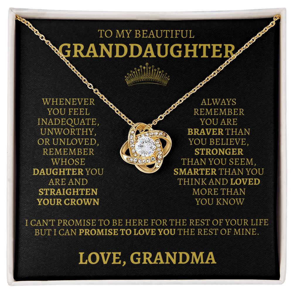 To My Granddaughter "Straighten Your Crown" Love Grandma Necklace