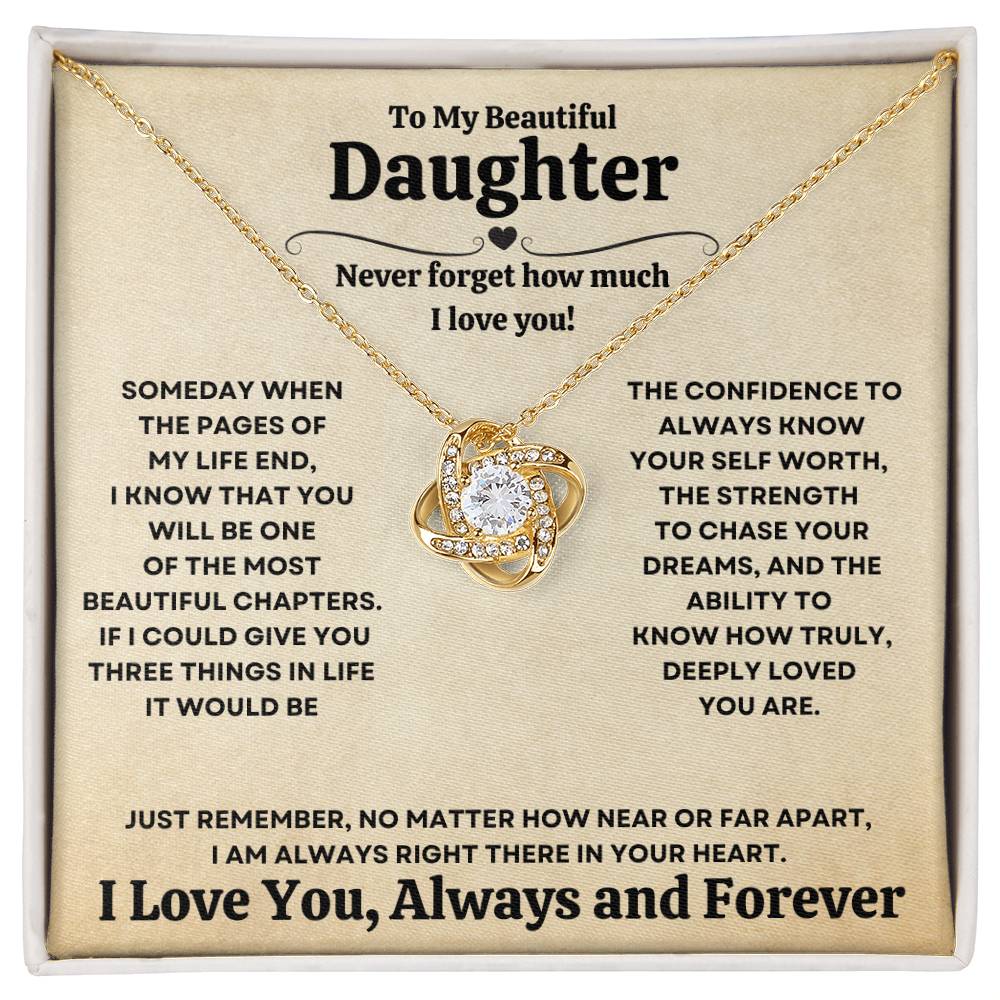 Beautiful Gift for Daughter "Never Forget How Much I Love You" Necklace