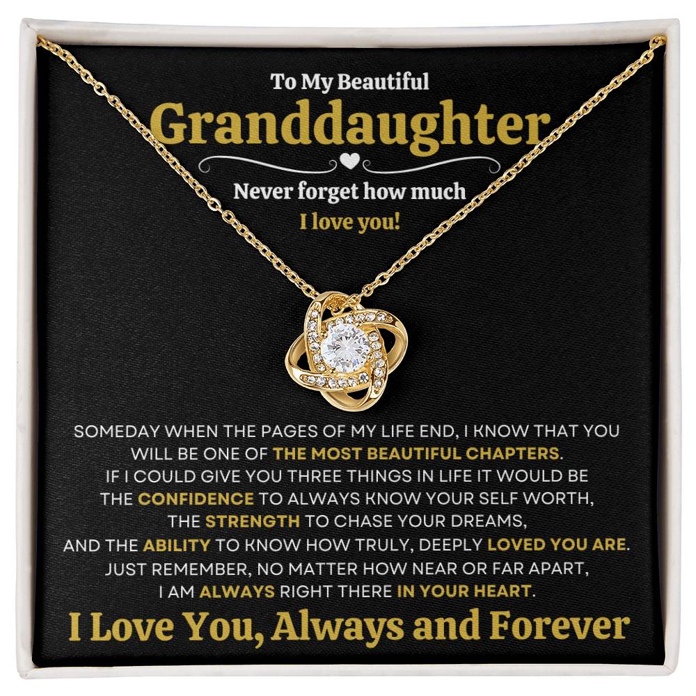 Beautiful Granddaughter Gift "I Love You, Always and Forever" Necklace