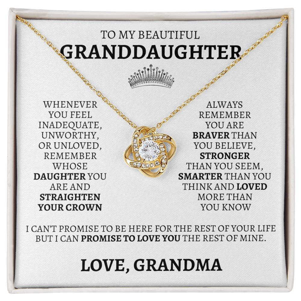 To My Granddaughter "Straighten Your Crown" Love Grandma Necklace