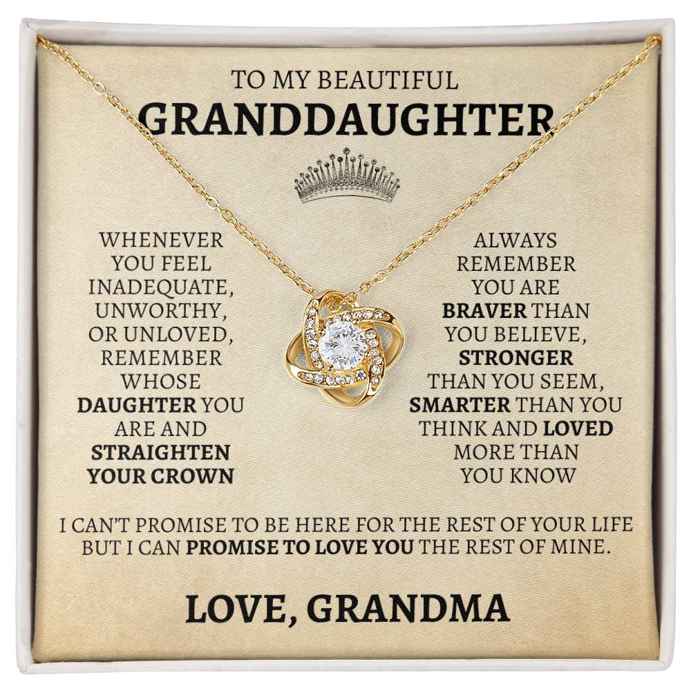 To My Granddaughter "Straighten Your Crown" Love Grandma Necklace