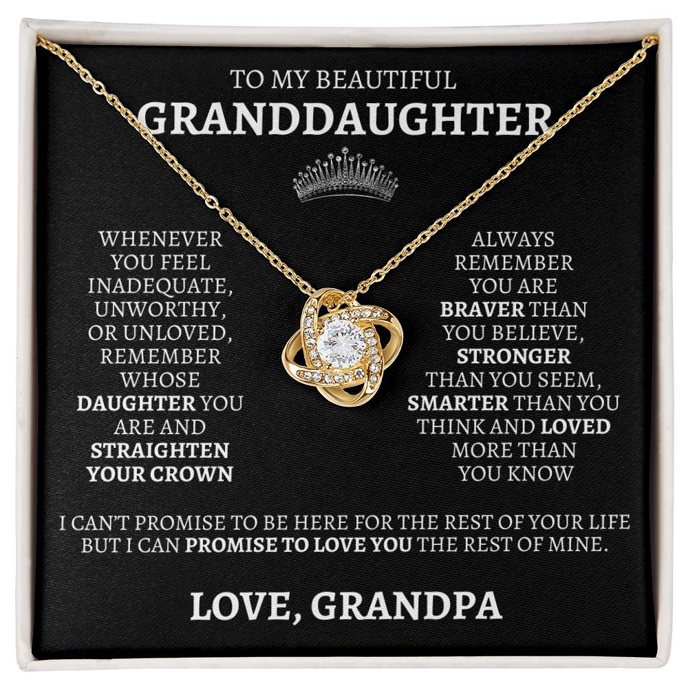 To My Granddaughter "Straighten Your Crown" Love Grandpa Necklace