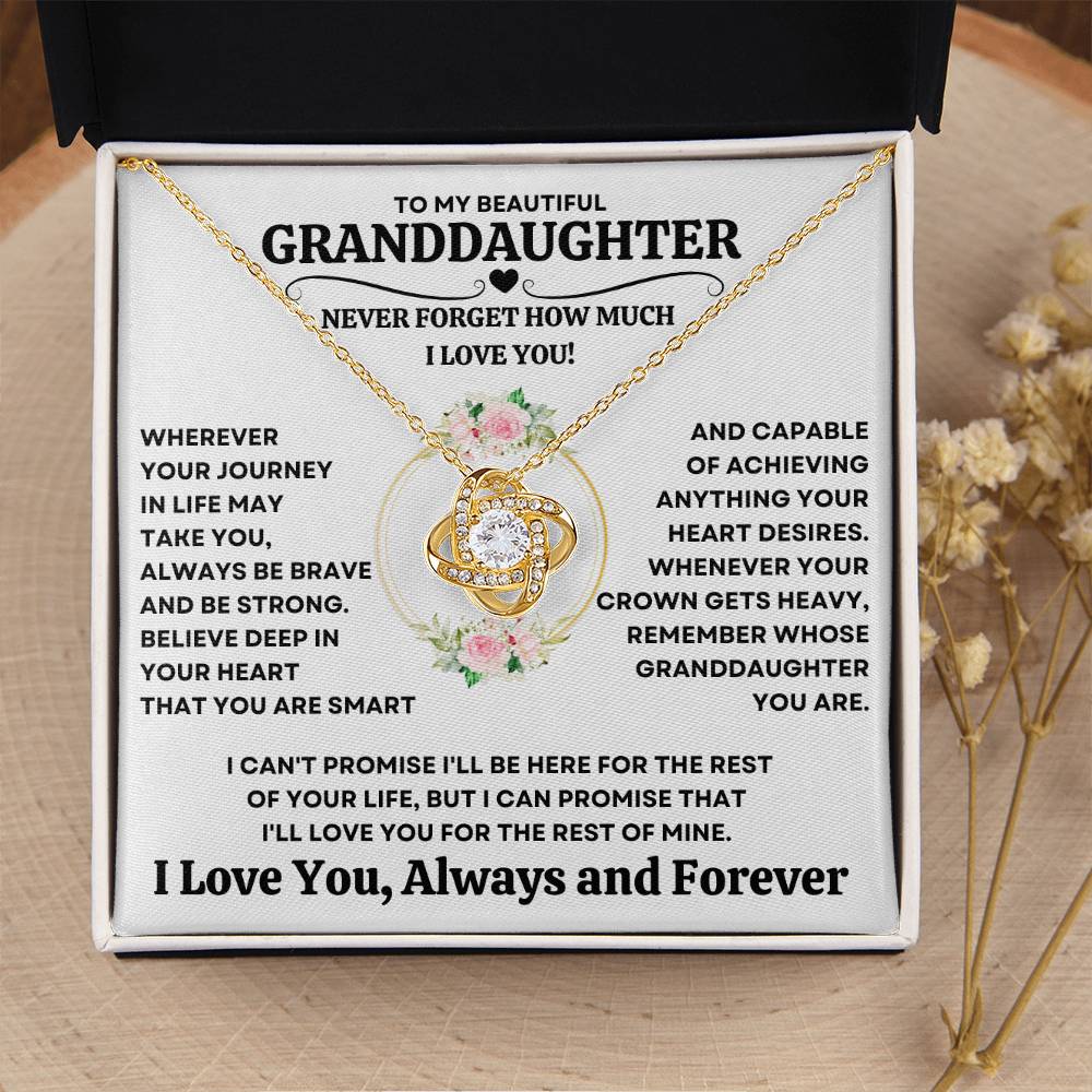 Beautiful Granddaughter Gift "Capable of Achieving Anything Your Heart Desires" Necklace