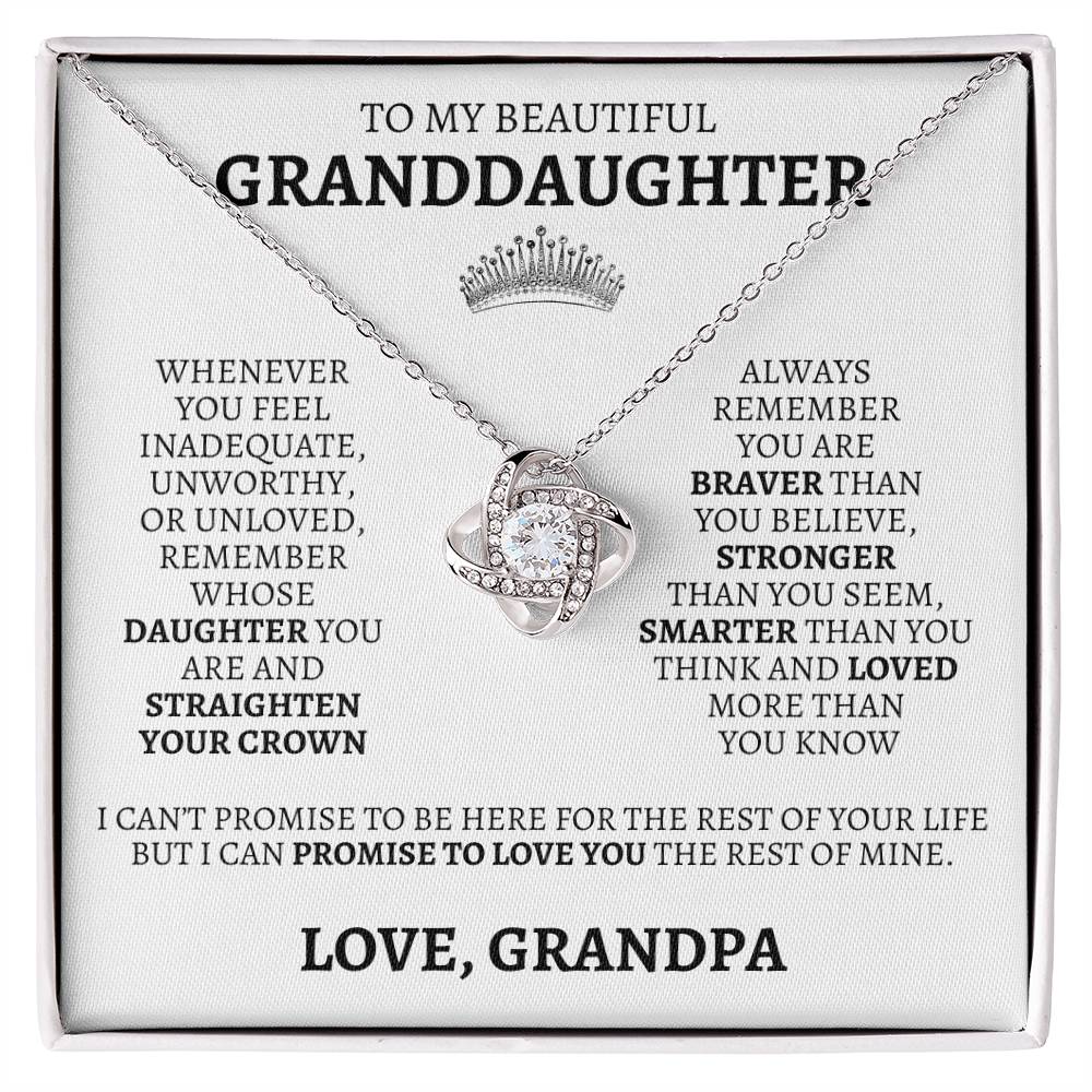 To My Granddaughter "Straighten Your Crown" Love Grandpa Necklace