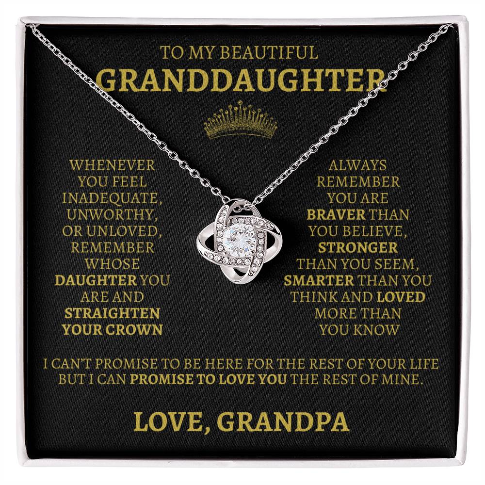 To My Granddaughter "Straighten Your Crown" Love Grandpa Necklace