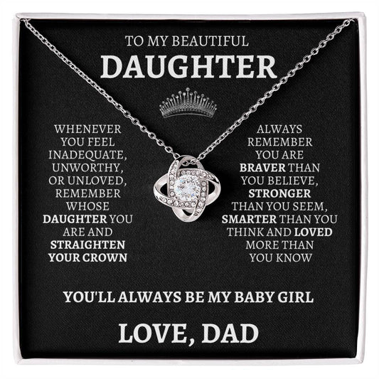 To My Daughter "Straighten Your Crown" Love Dad Necklace