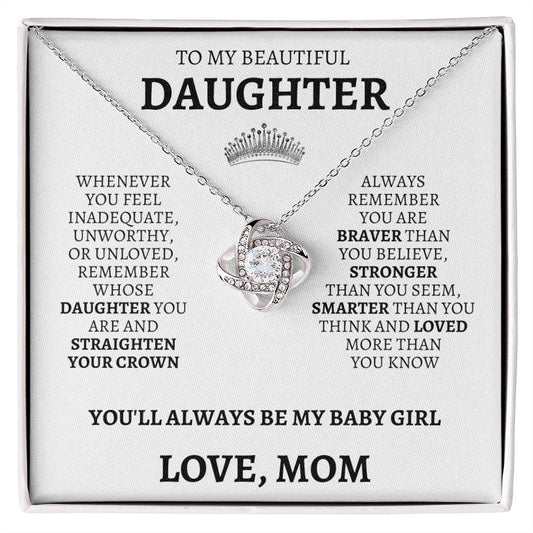 To My Daughter "Straighten Your Crown" Love Mom Necklace