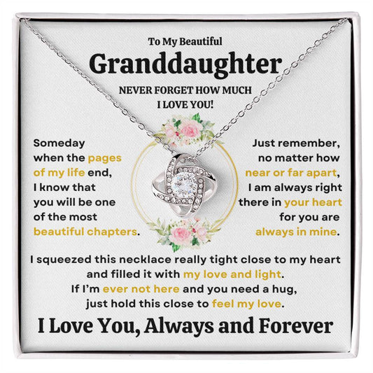 Beautiful Granddaughter Gift "Never Forget How Much I Love You" Necklace