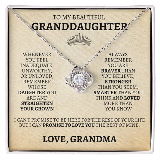 To My Granddaughter "Straighten Your Crown" Love Grandma Necklace