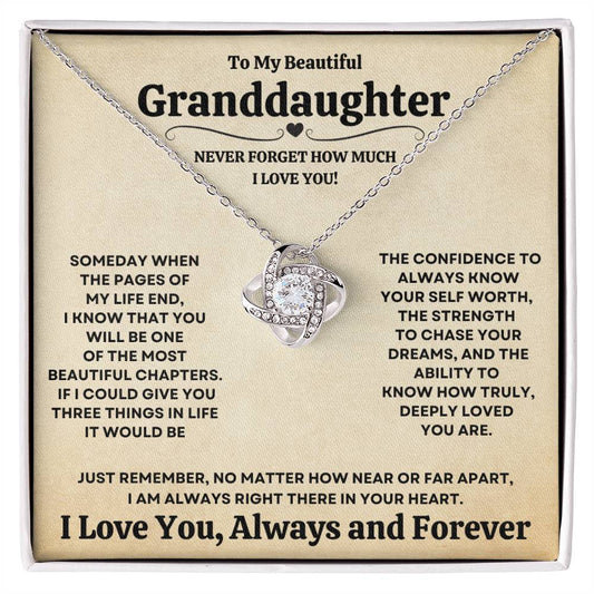 Beautiful Granddaughter Gift "Never Forget How Much I Love You" Necklace