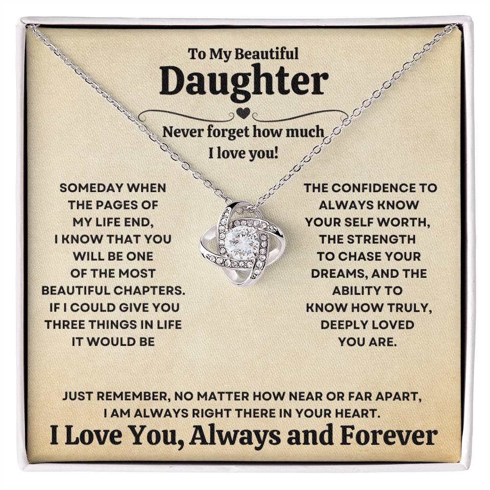 Beautiful Gift for Daughter "Never Forget How Much I Love You" Necklace