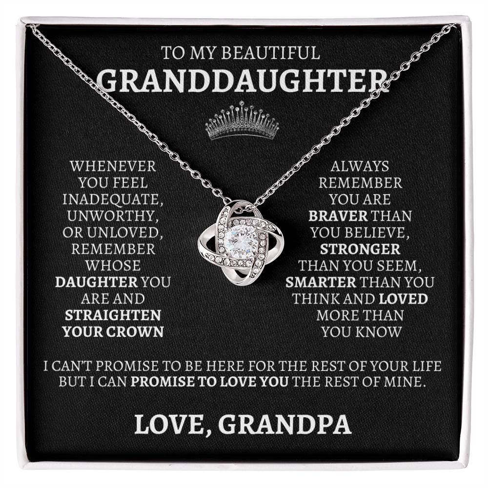 To My Granddaughter "Straighten Your Crown" Love Grandpa Necklace