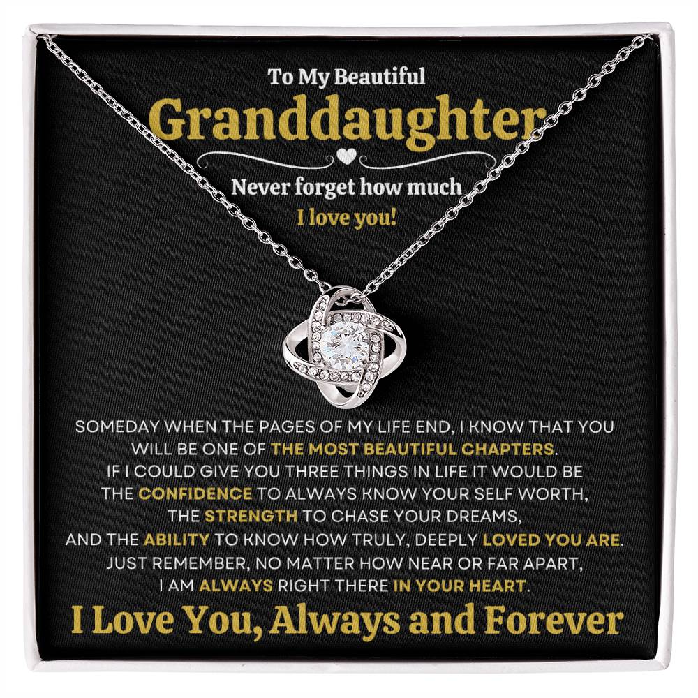 Beautiful Granddaughter Gift "I Love You, Always and Forever" Necklace