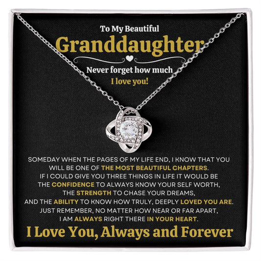 Beautiful Granddaughter Gift "I Love You, Always and Forever" Necklace