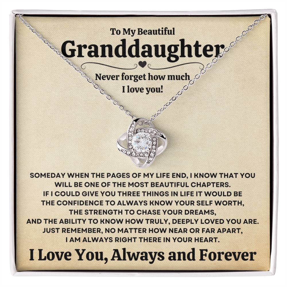 Beautiful Granddaughter Gift "I Love You, Always and Forever" Necklace