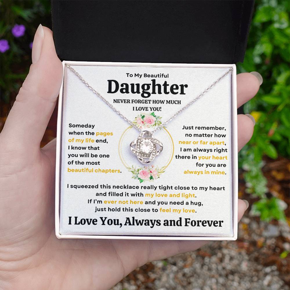 Beautiful Daughter Gift "Never Forget How Much I Love You" Necklace