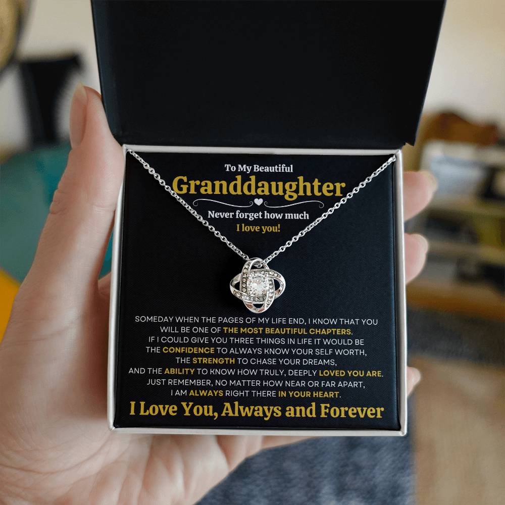 Beautiful Granddaughter Gift "I Love You, Always and Forever" Necklace