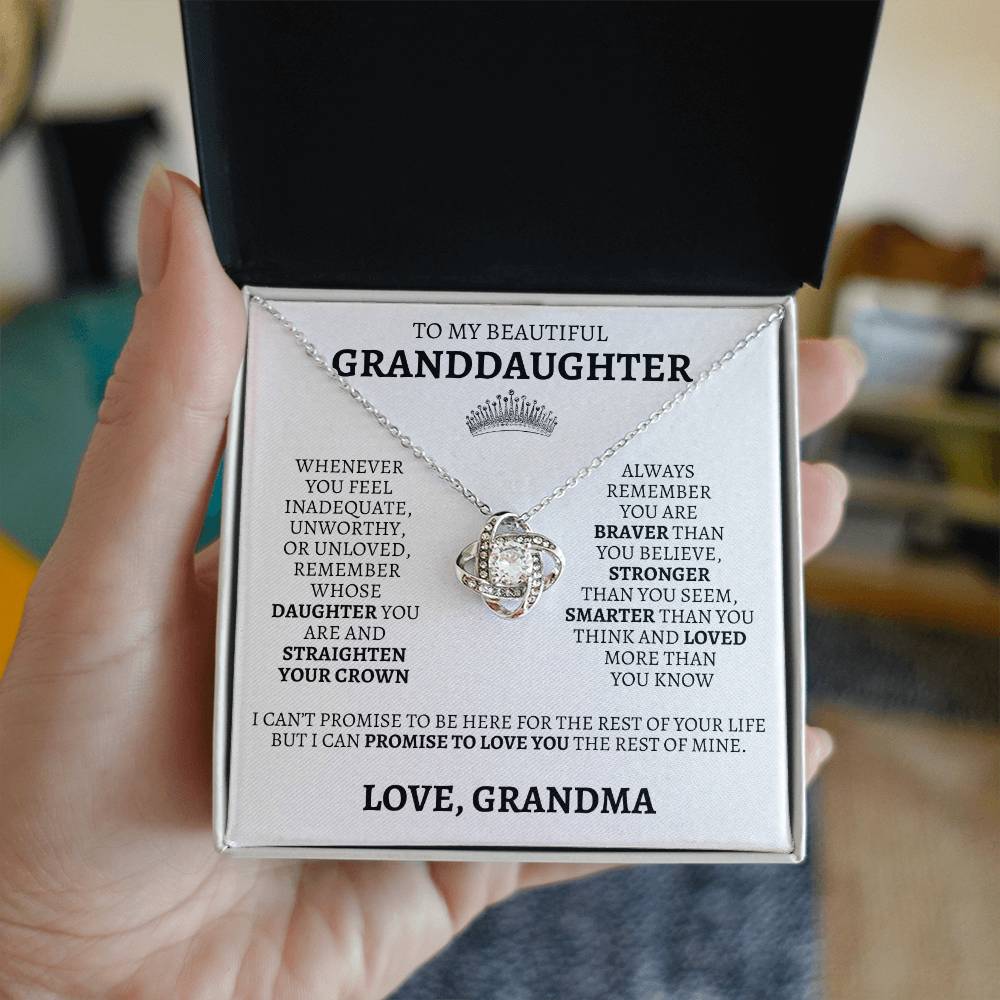 To My Granddaughter "Straighten Your Crown" Love Grandma Necklace