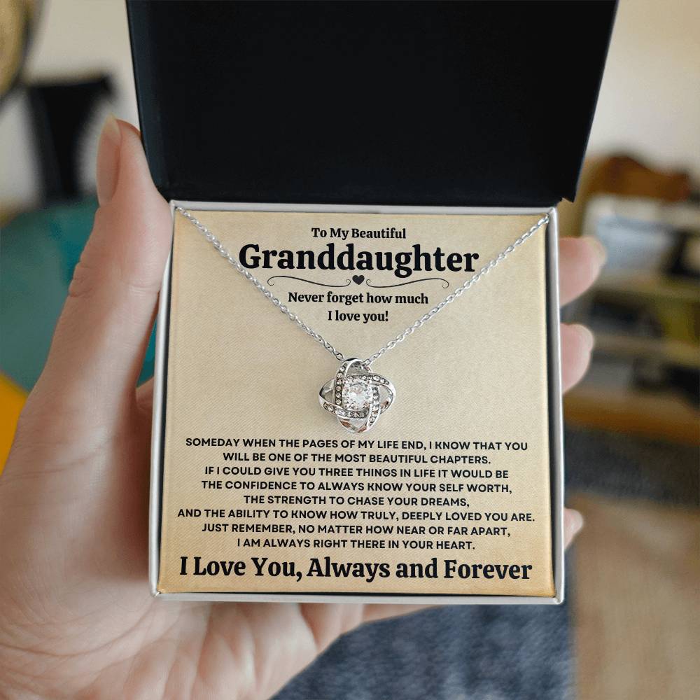 Beautiful Granddaughter Gift "I Love You, Always and Forever" Necklace