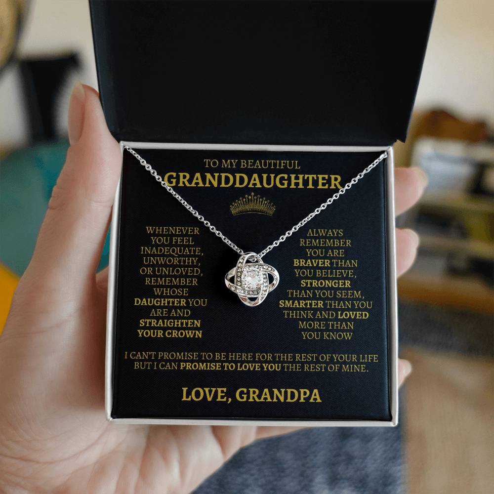 To My Granddaughter "Straighten Your Crown" Love Grandpa Necklace