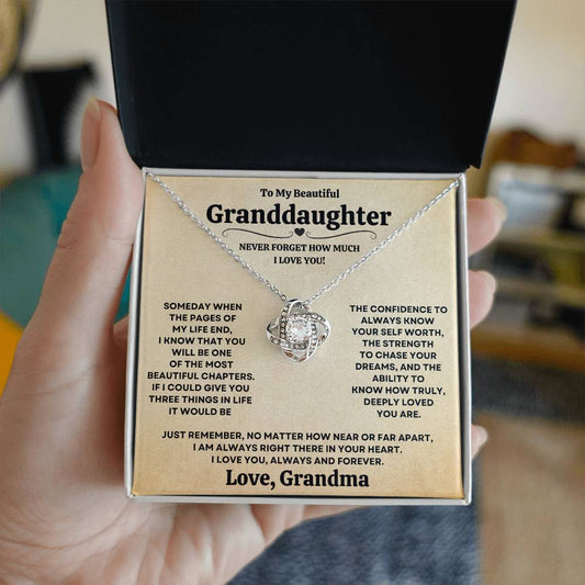 [ALMOST SOLD OUT] Beautiful Granddaughter Gift from Grandma "Never Forget How Much I Love You" Necklace