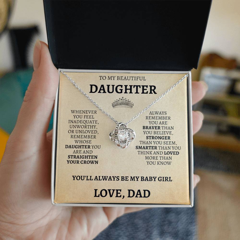 To My Daughter "Straighten Your Crown" Love Dad Necklace