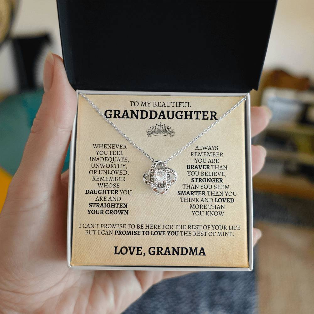 To My Granddaughter "Straighten Your Crown" Love Grandma Necklace