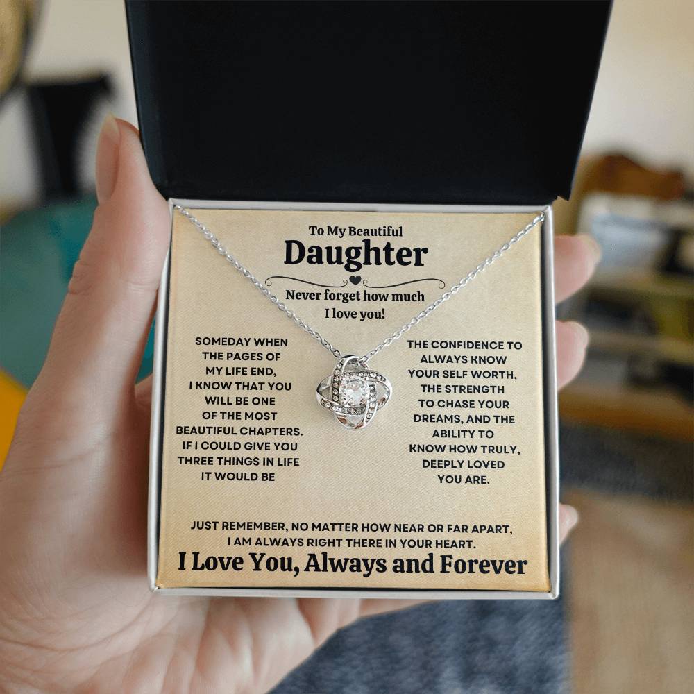 Beautiful Gift for Daughter "Never Forget How Much I Love You" Necklace