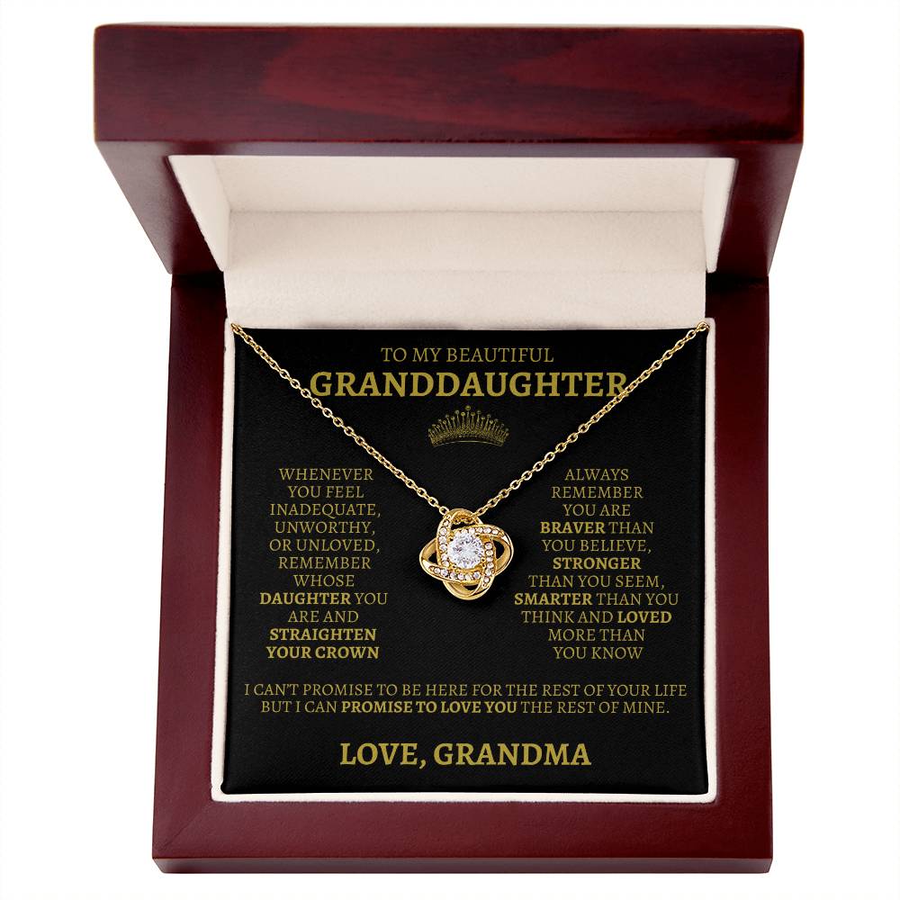 To My Granddaughter "Straighten Your Crown" Love Grandma Necklace