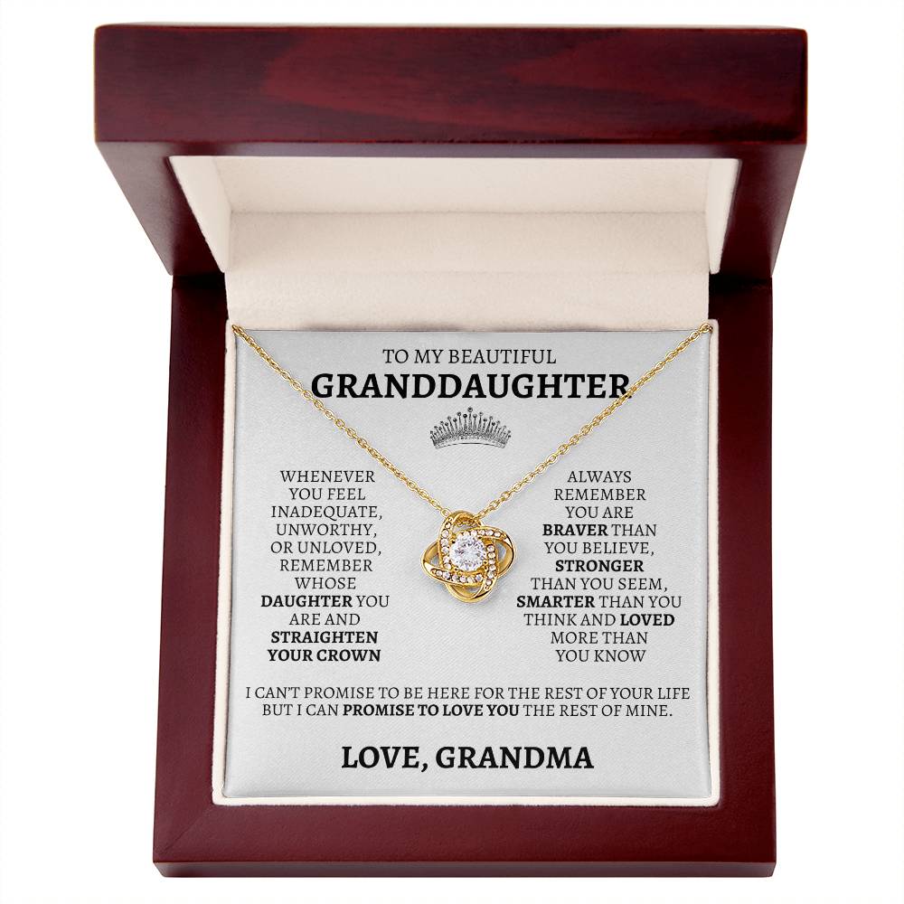 To My Granddaughter "Straighten Your Crown" Love Grandma Necklace