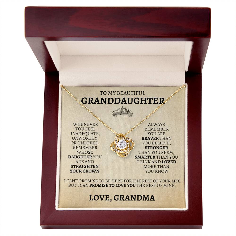 To My Granddaughter "Straighten Your Crown" Love Grandma Necklace