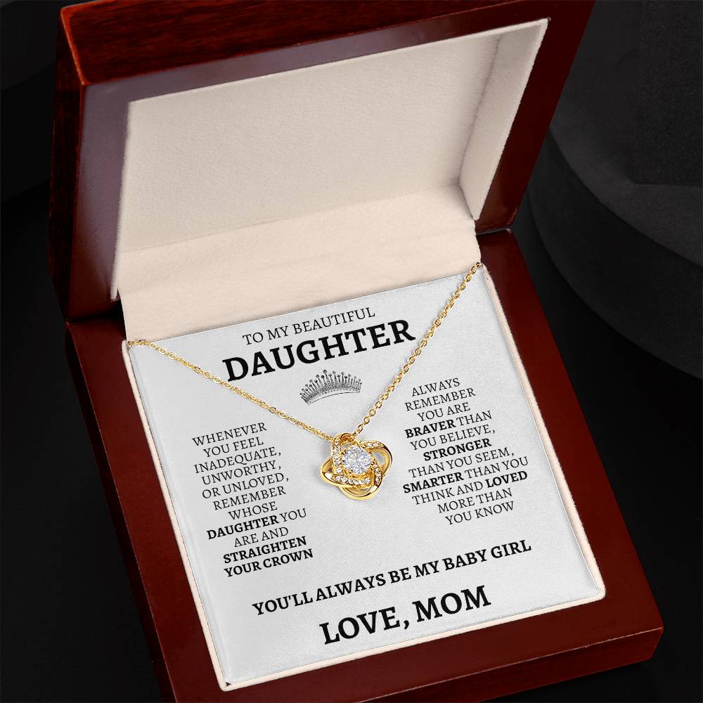 To My Daughter "Straighten Your Crown" Love Mom Necklace