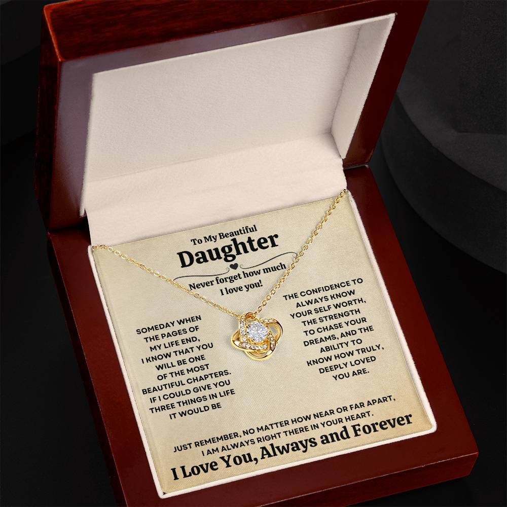 Beautiful Gift for Daughter "Never Forget How Much I Love You" Necklace