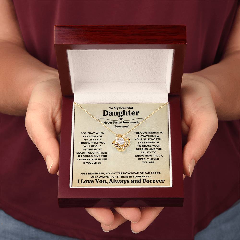 Beautiful Gift for Daughter "Never Forget How Much I Love You" Necklace