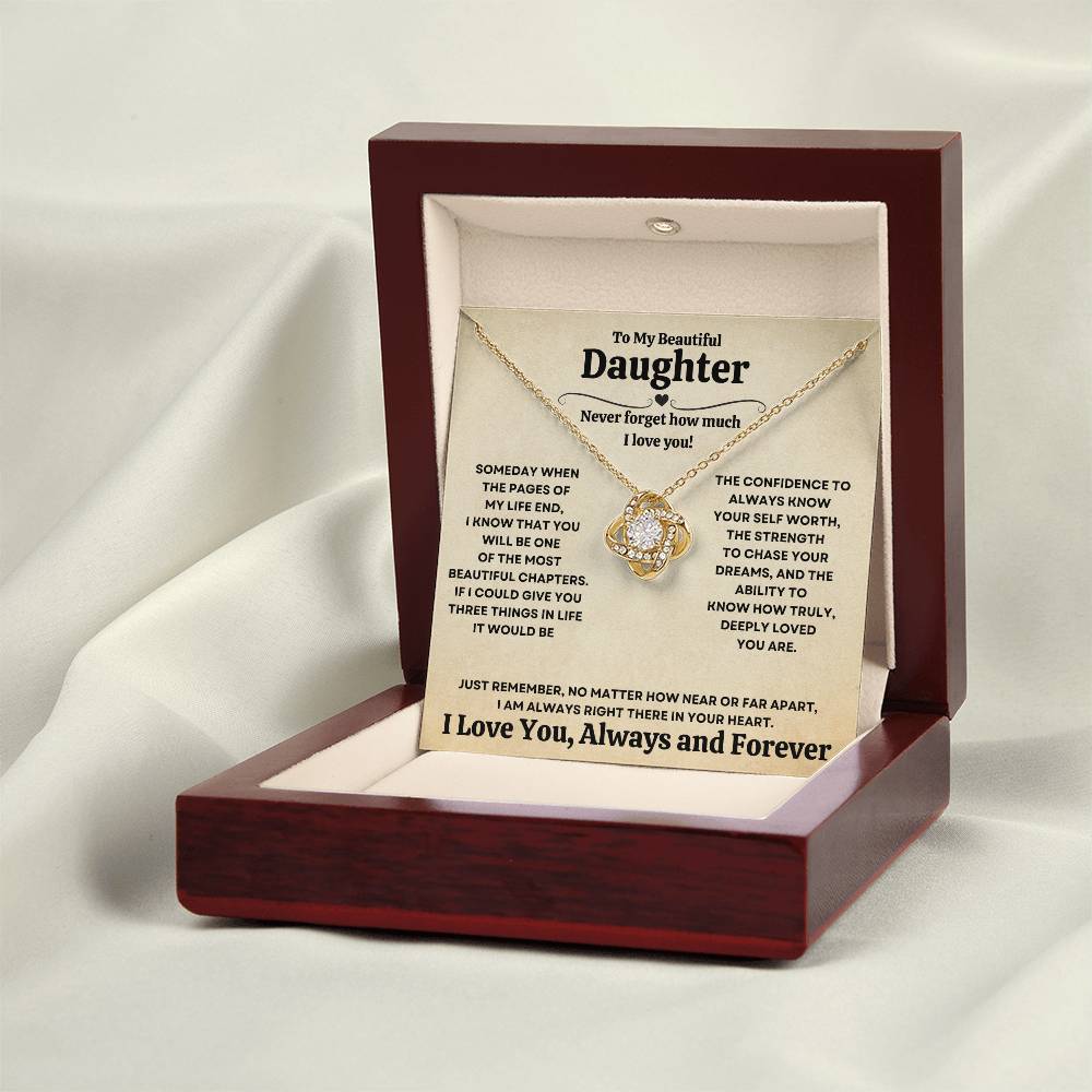 Beautiful Gift for Daughter "Never Forget How Much I Love You" Necklace