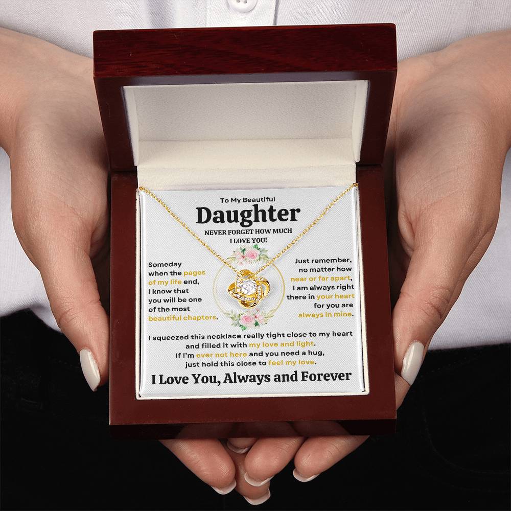 Beautiful Daughter Gift "Never Forget How Much I Love You" Necklace