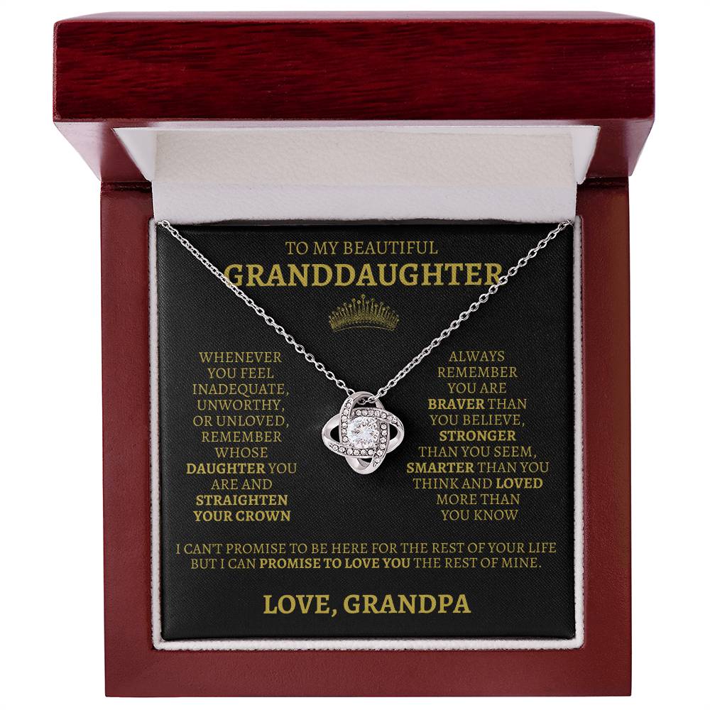 To My Granddaughter "Straighten Your Crown" Love Grandpa Necklace