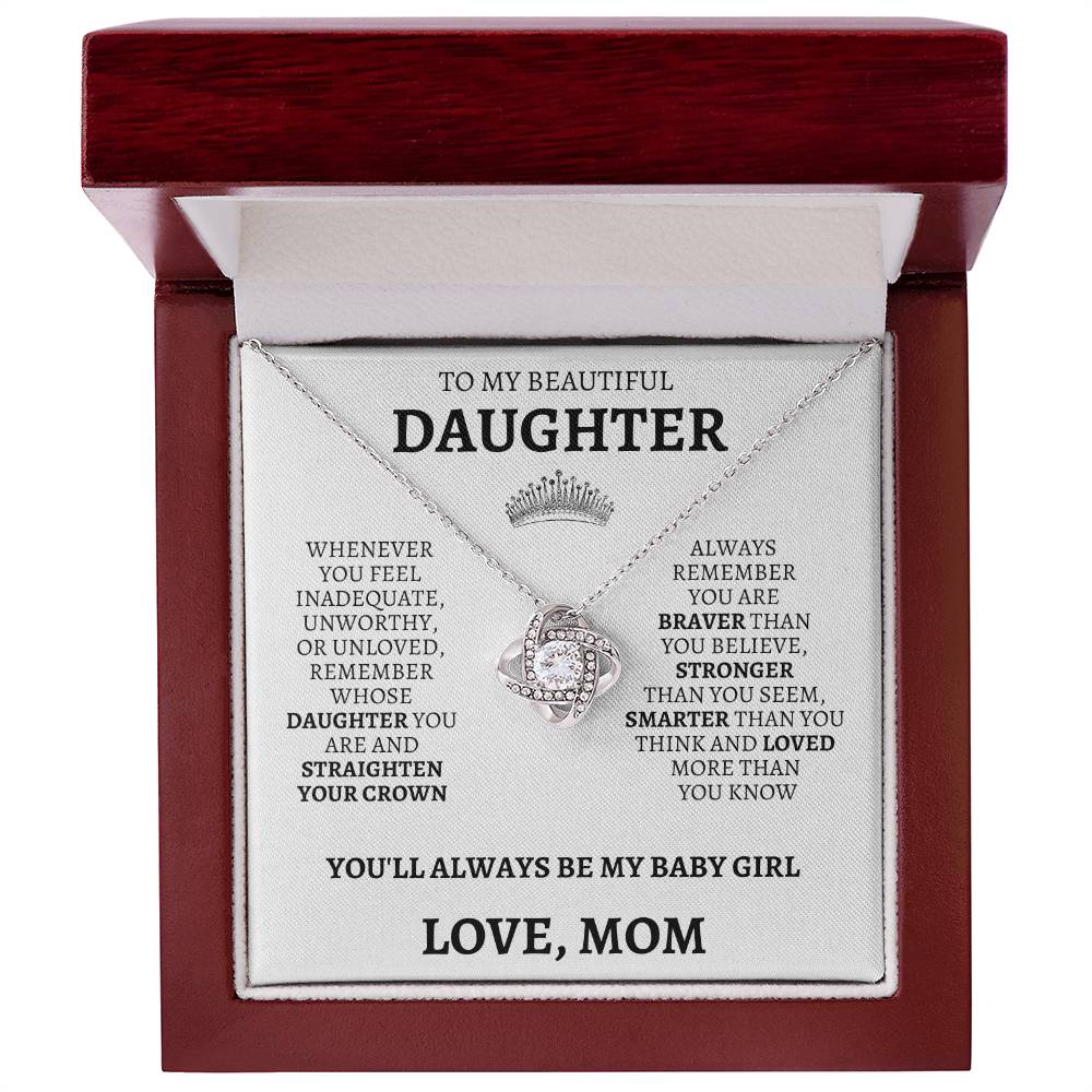 To My Daughter "Straighten Your Crown" Love Mom Necklace