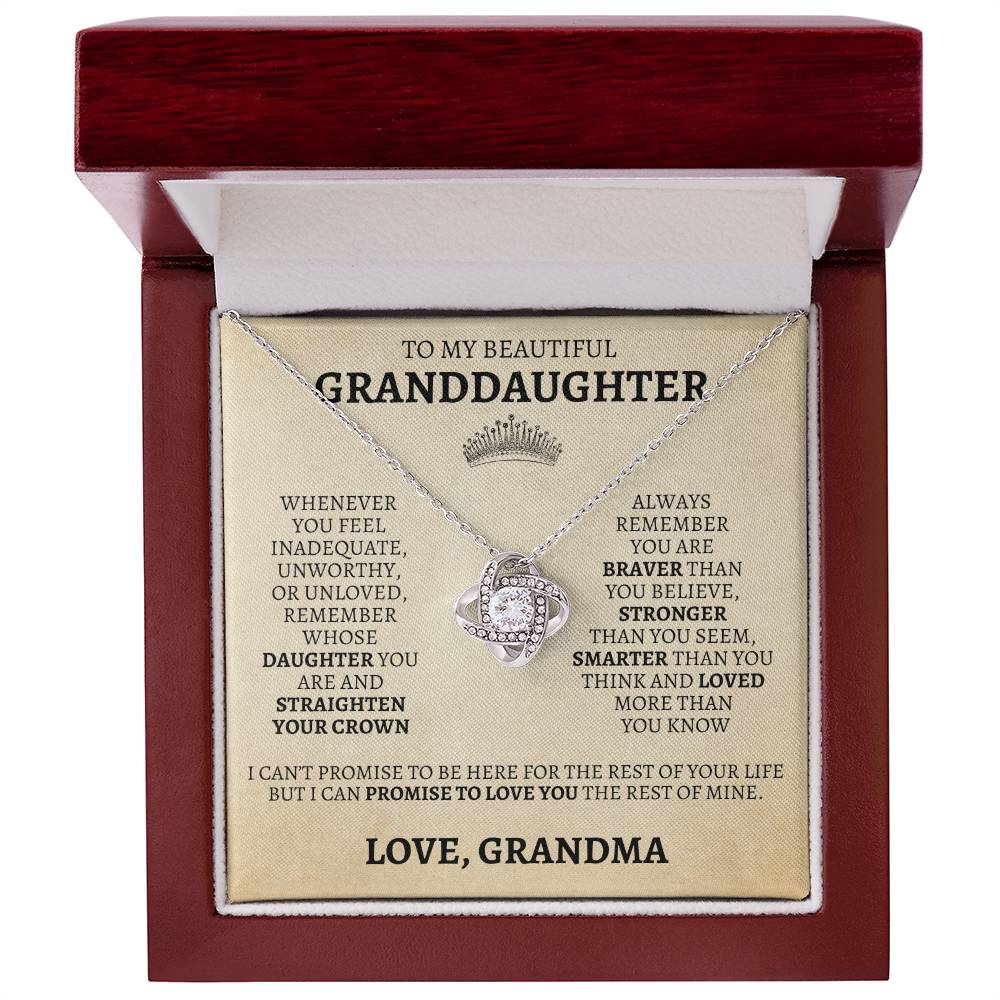 To My Granddaughter "Straighten Your Crown" Love Grandma Necklace