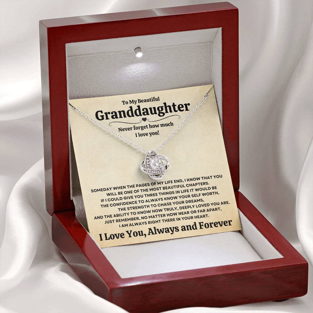 Beautiful Granddaughter Gift "I Love You, Always and Forever" Necklace