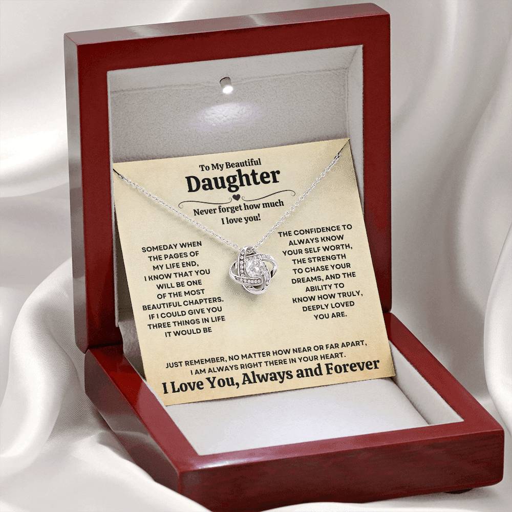 Beautiful Gift for Daughter "Never Forget How Much I Love You" Necklace