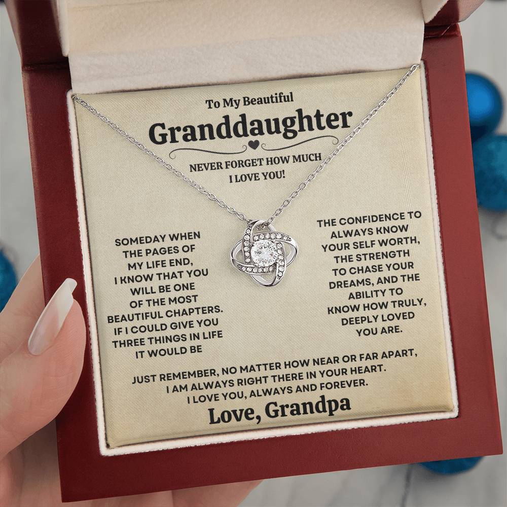 [ALMOST SOLD OUT] Beautiful Granddaughter Gift from Grandpa "Never Forget How Much I Love You" Necklace