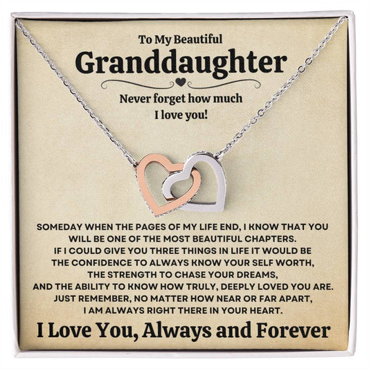 Beautiful Granddaughter Gift "I Love You, Always and Forever" Necklace