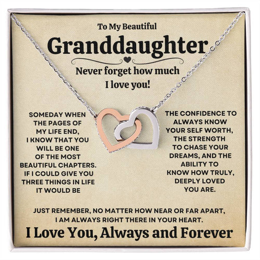 Beautiful Granddaughter Gift "I Love You, Always and Forever" Necklace