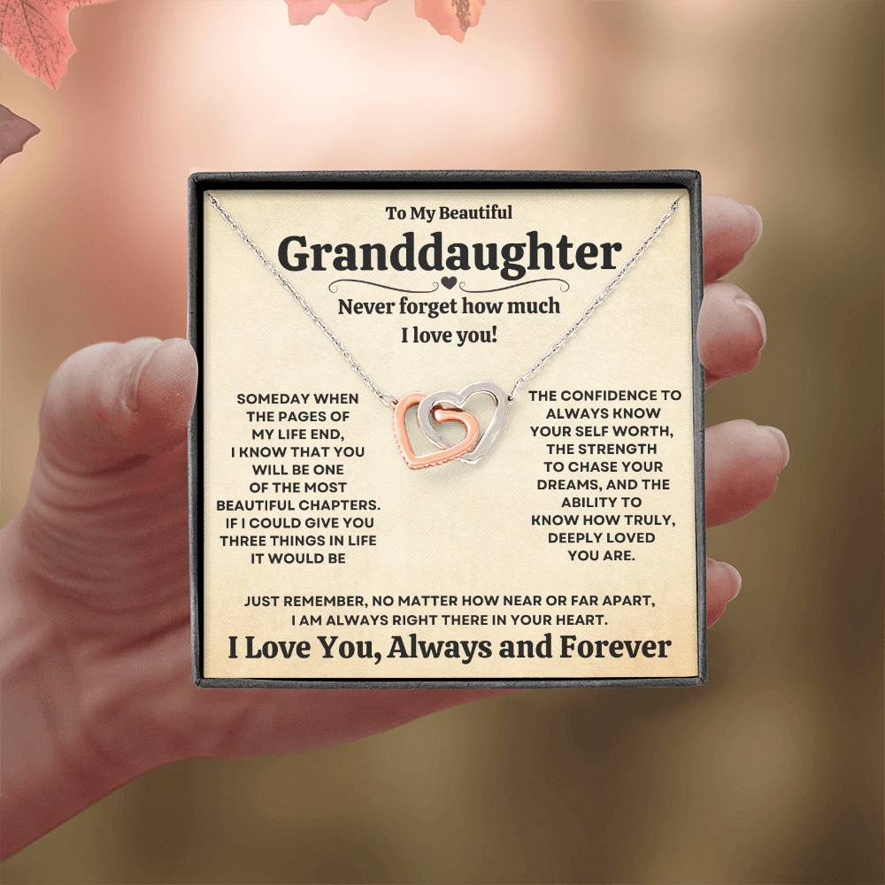 Beautiful Granddaughter Gift "I Love You, Always and Forever" Necklace