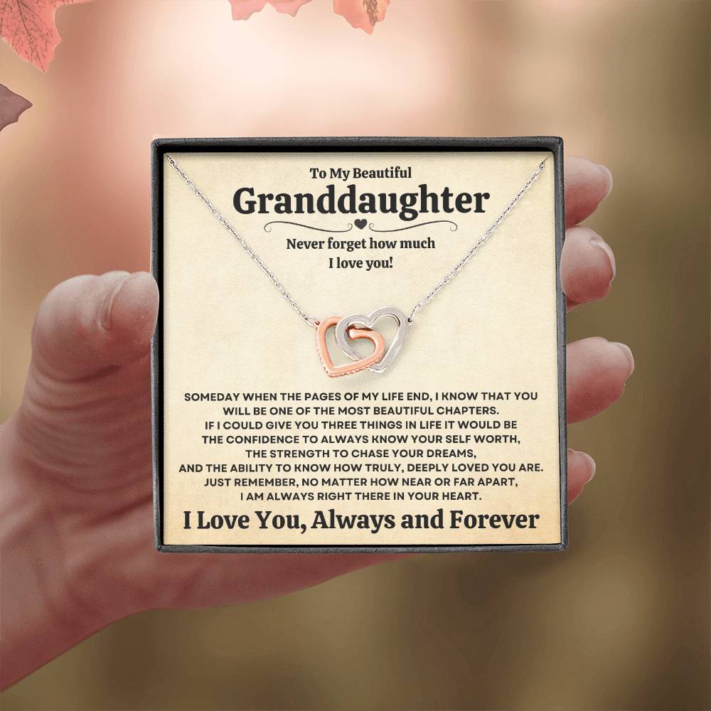 Beautiful Granddaughter Gift "I Love You, Always and Forever" Necklace